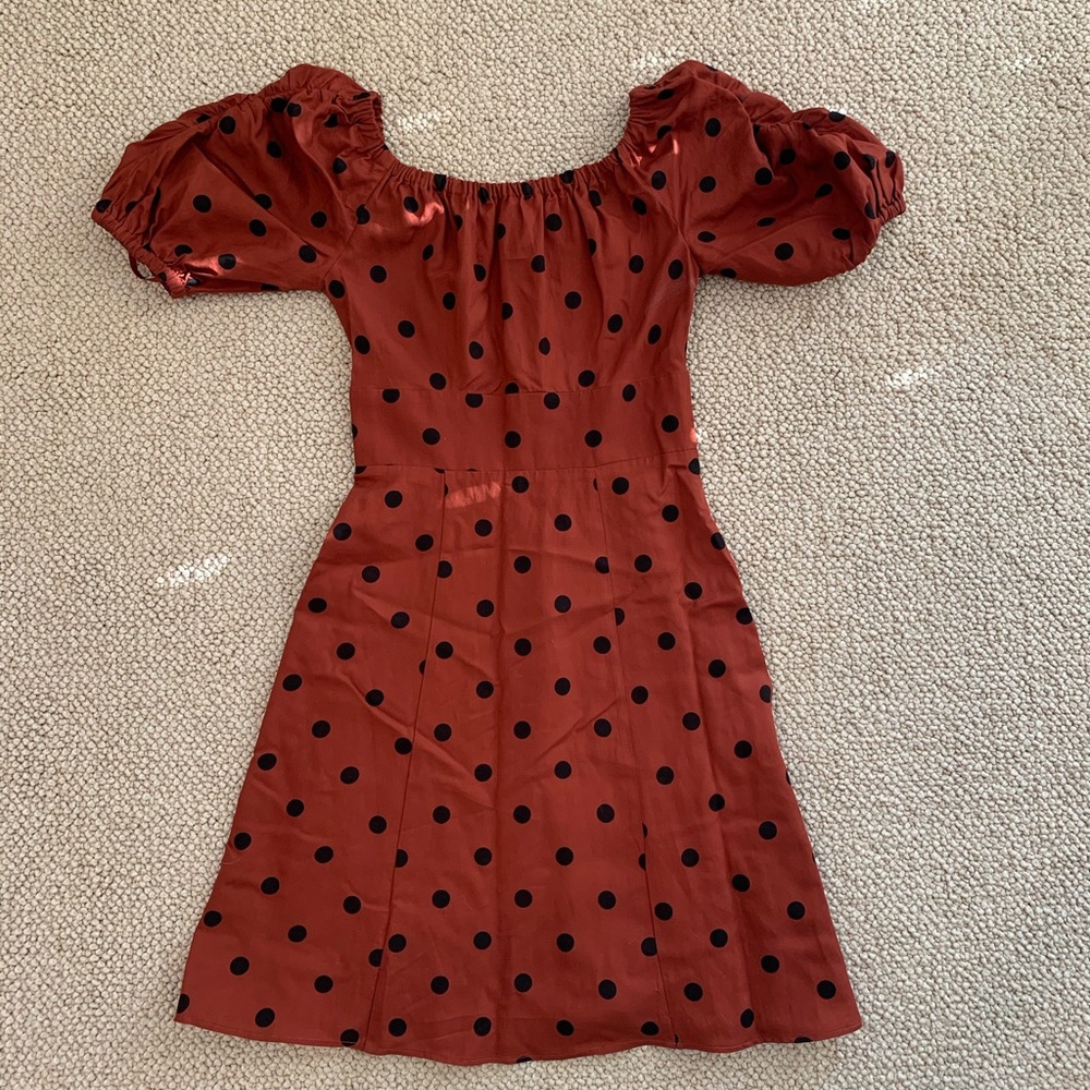 Anthropologie Brown Polka Dot Dress, Size 0
